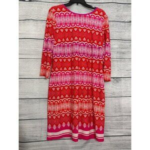 Eliza J Colorful Geometric Print Dress With 3/4 Sleeves Size 12